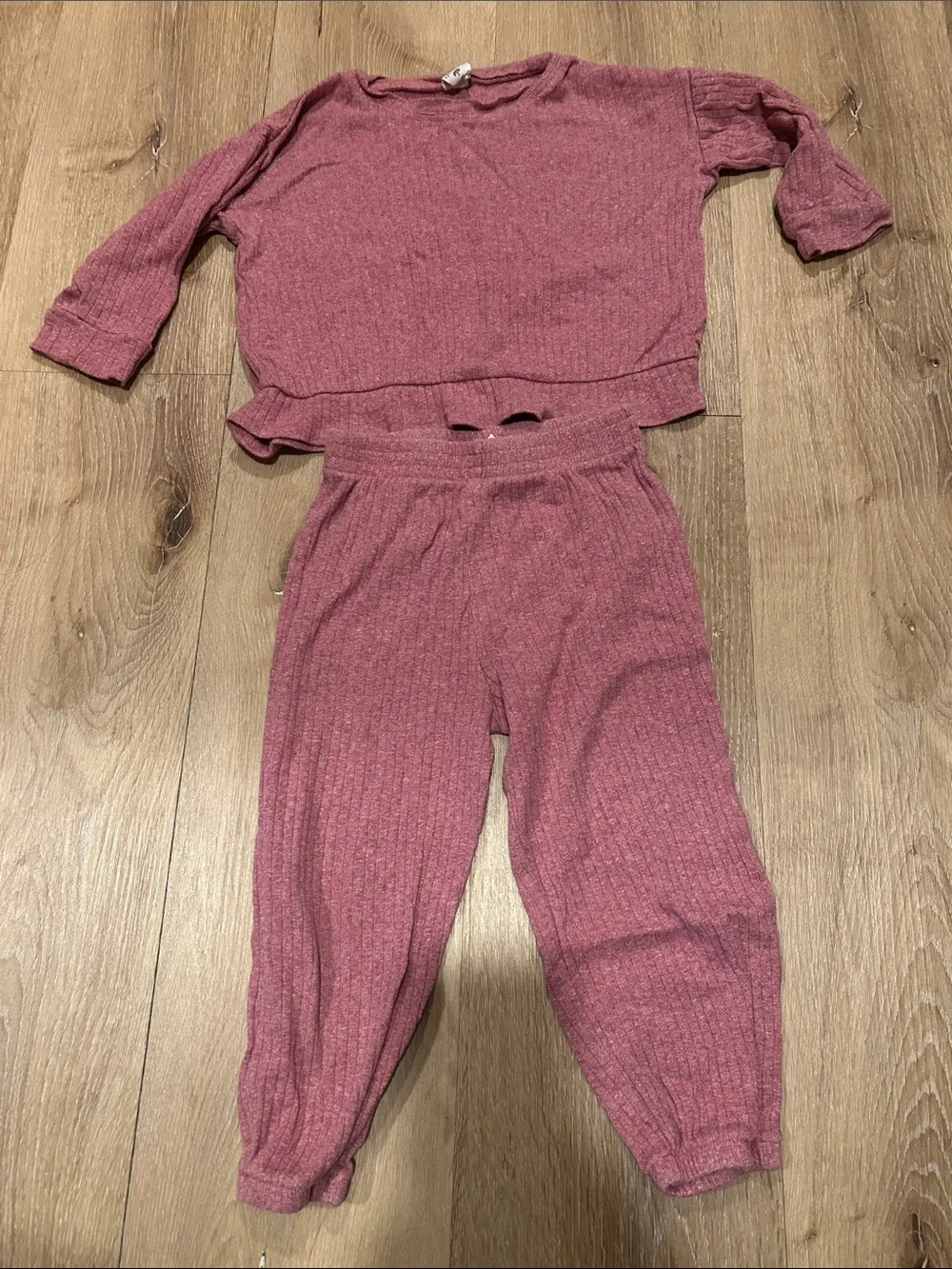 kate quinn Kids Ribbed Lounge Set - Rose Pink